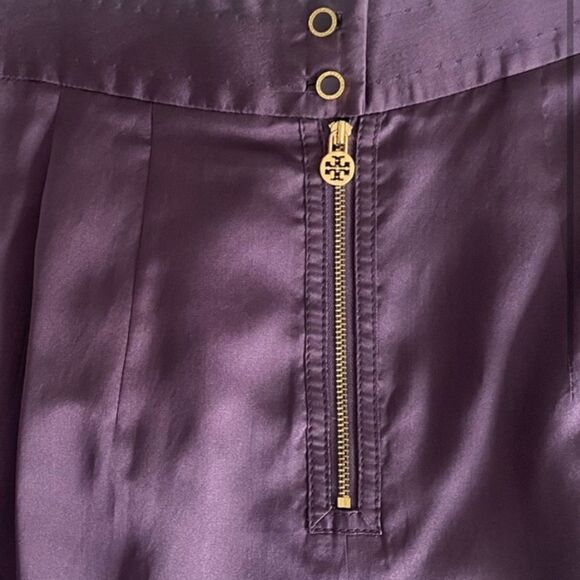 Tory Burch Silk Purple Skirt, Gold Zipper - Picture 5 of 9